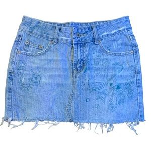 Vintage Vanilla Star Jeans Mini Skirt Unique Design Sz 3